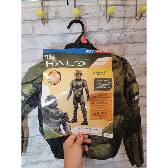 New Boys S (4-6) Halo Mastier Cheif‎ Costume 3D Jumpsuit Cosplay Size Small - Picture 5 of 7